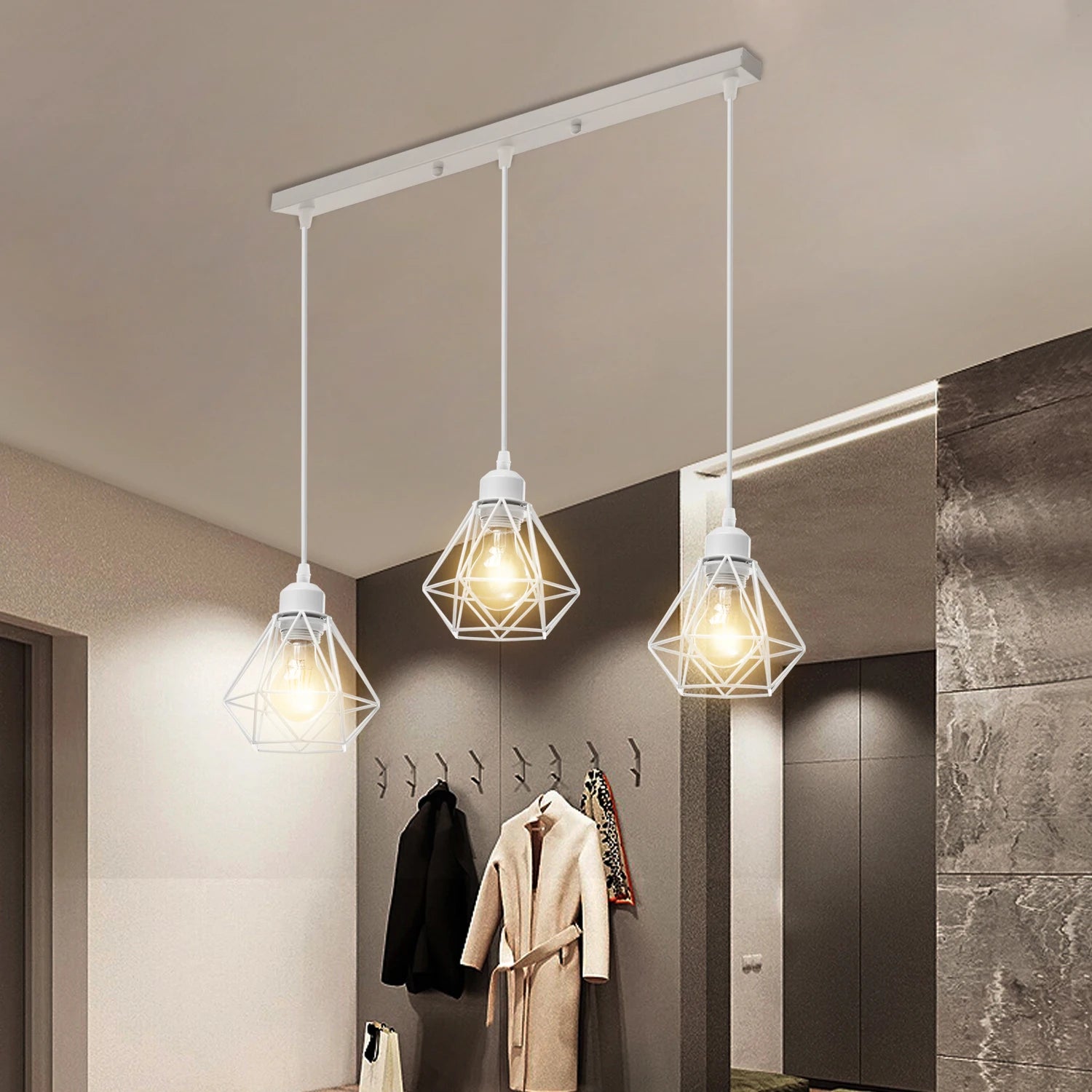 3 Holes DIY Ceiling Lamp Base Canopy Plate Chandeliers Light Fittings Rectangular Straight Pendant Hanging Lighting Accessories