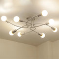 American Creative Ceiling Lights Wrought Iron LED E27 8 Sockets Chandeliers Black White Ceiling Lamp Living Room Home Lightings