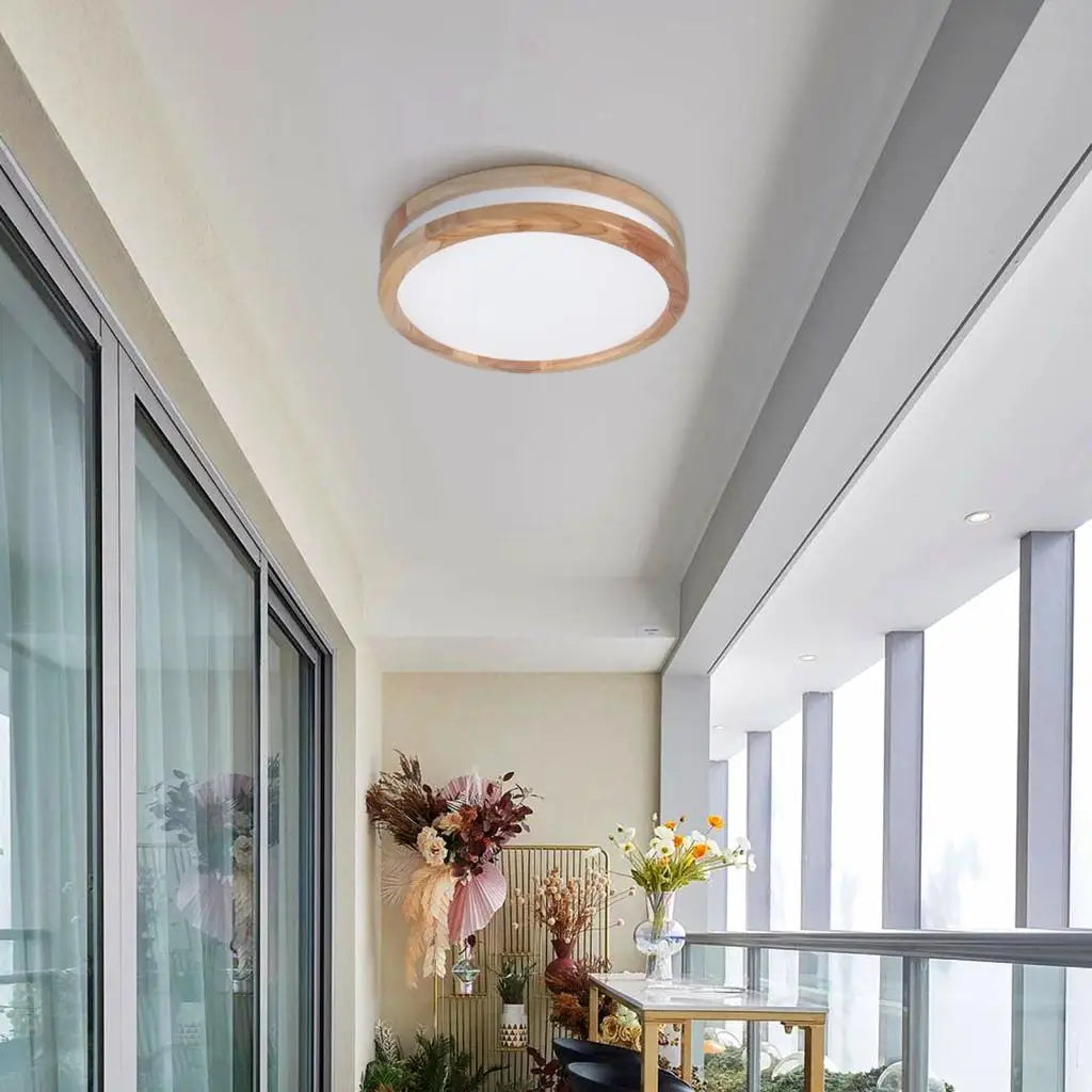 Wood LED Ceiling Lamp for Living Room Bedroom Ceiling Light Modern Nordic Round Indoor Lighting Home Decor Fixture plafonnier