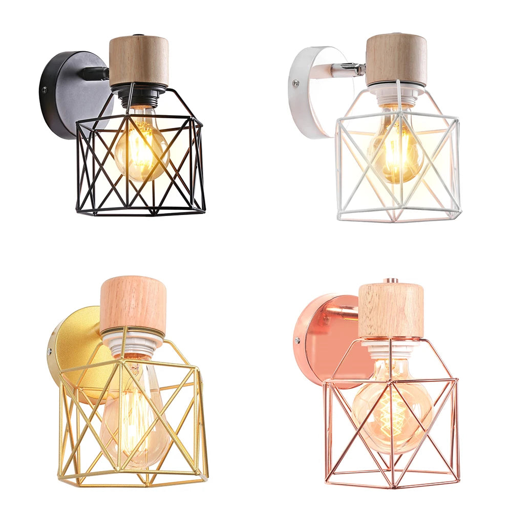 Modern Minimalist Wall Lamp Sconce Nordic Bedside Table Wall Light for Bedroom Bathroon Wooden Iron Cafe Lighting Decoration LED