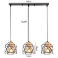 Industrial Pendant Light 3 Lamps Vintage E27 Chandelier Lampshade Retro Loft Metal Hanging Lamp for Living Room Bedroom Kitchen