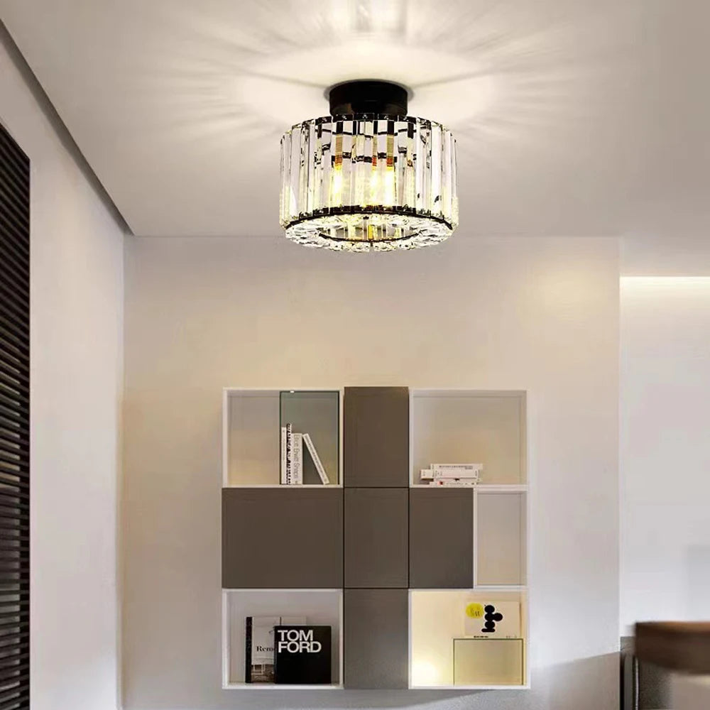 Modern LED Crystal Ceiling Lamp for Bedroom Corridor Cloakroom Aisle Balcony Ceiling Lights Indoor Decor Lighting Fixture E27