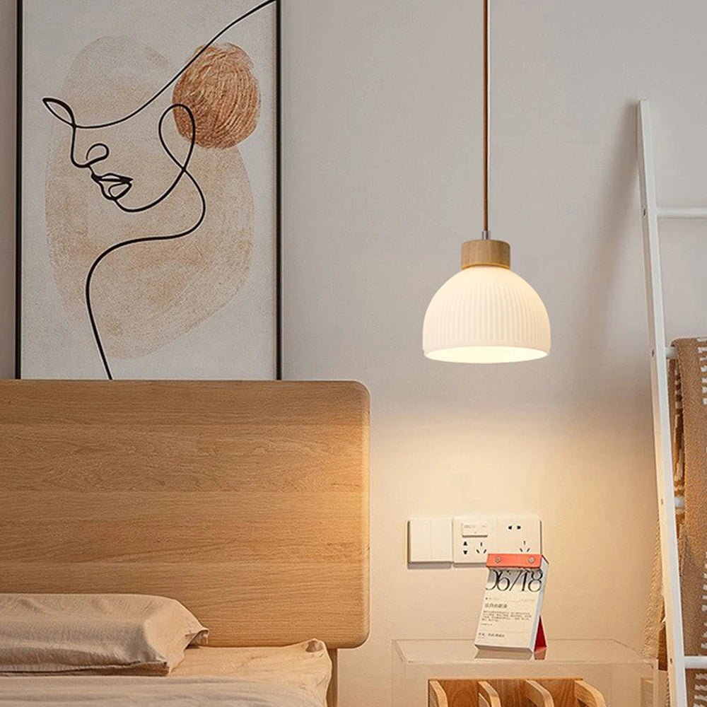Nordic Minimalist Glass Pendant Lights Japanese LED Hanging Lamps for Dining Living Room Kitchen Bedside Light Home Decoration