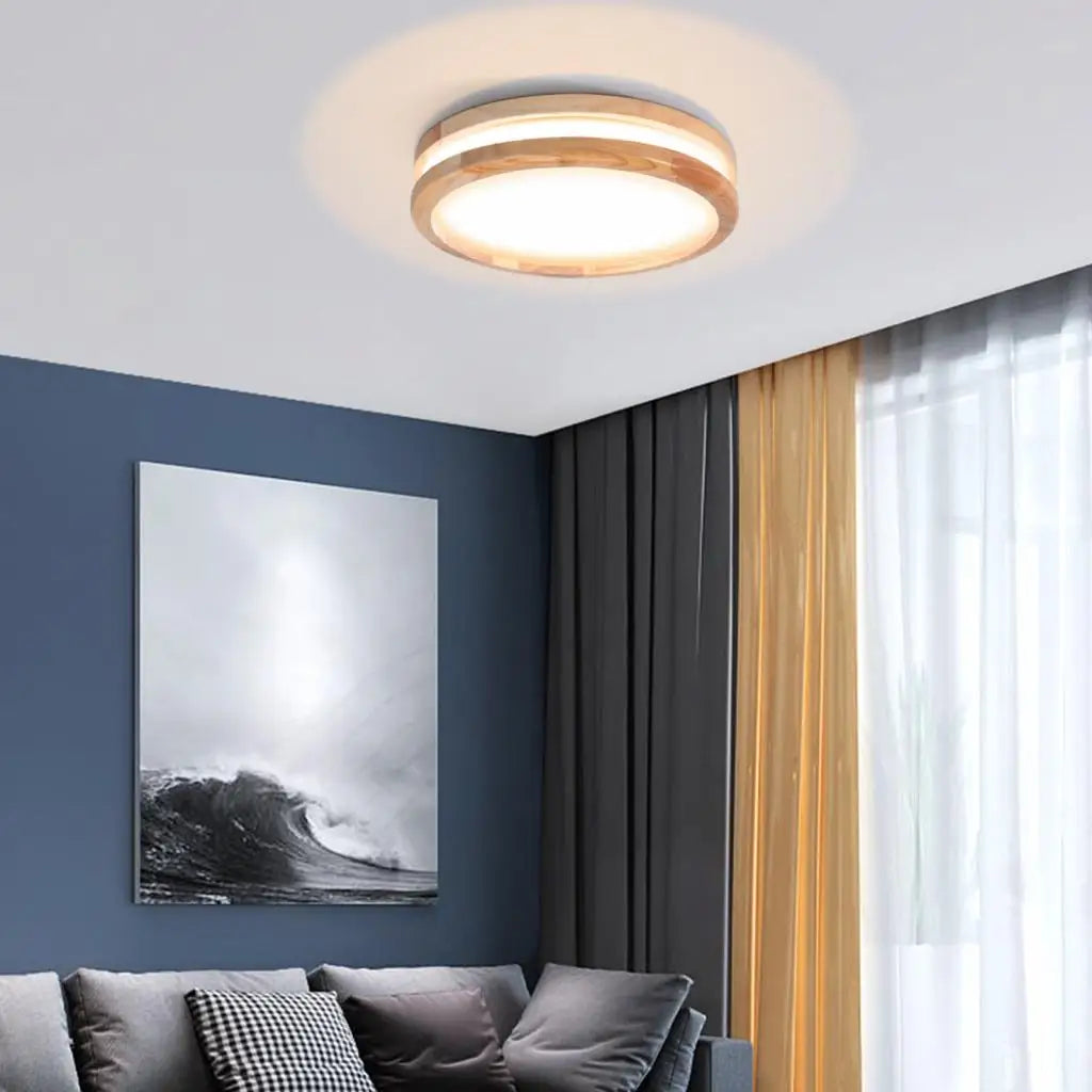Wood LED Ceiling Lamp for Living Room Bedroom Ceiling Light Modern Nordic Round Indoor Lighting Home Decor Fixture plafonnier