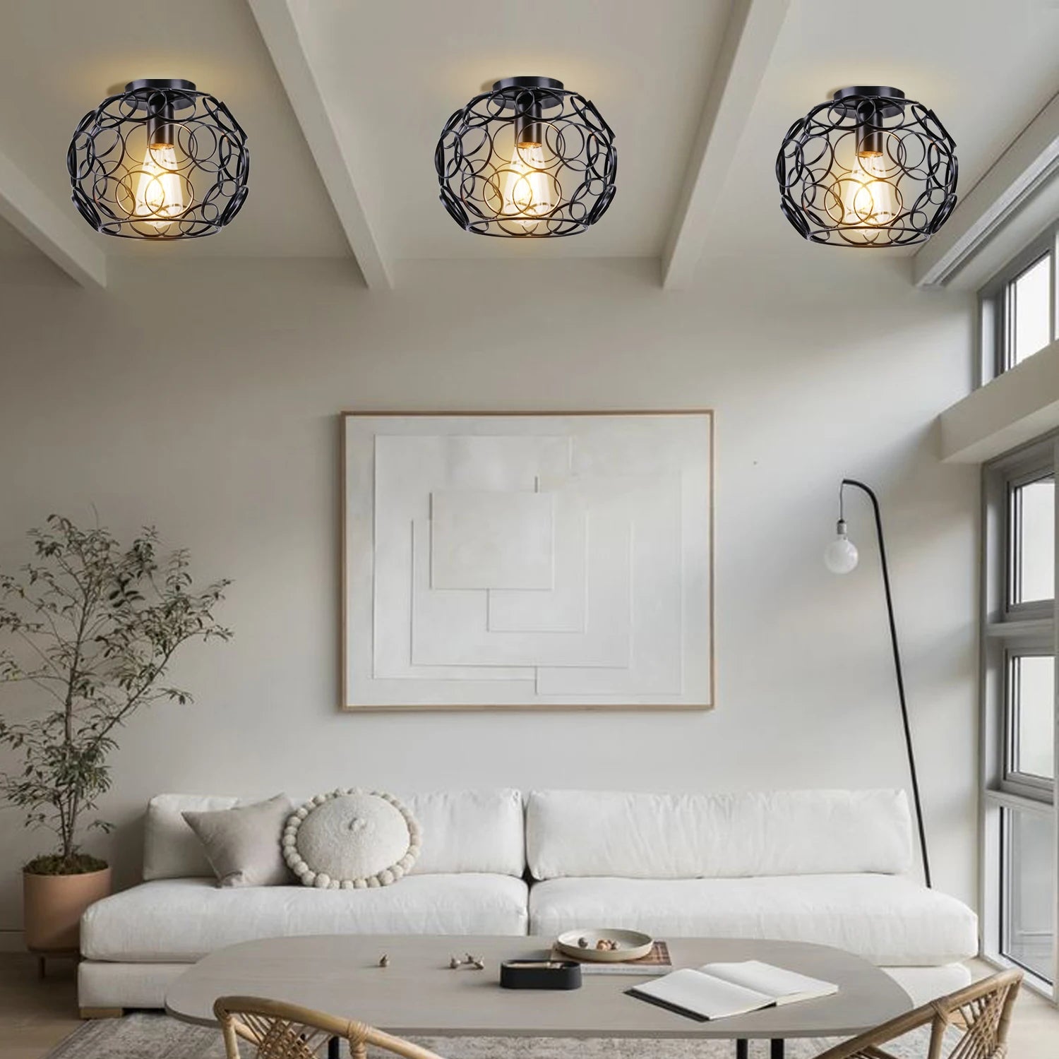 Modern Nordic Ceiling Light Fixture Vintage E27 LED Ceiling Lamp Chandelier for Kitchen Living Room Decor Suspension Luminaire