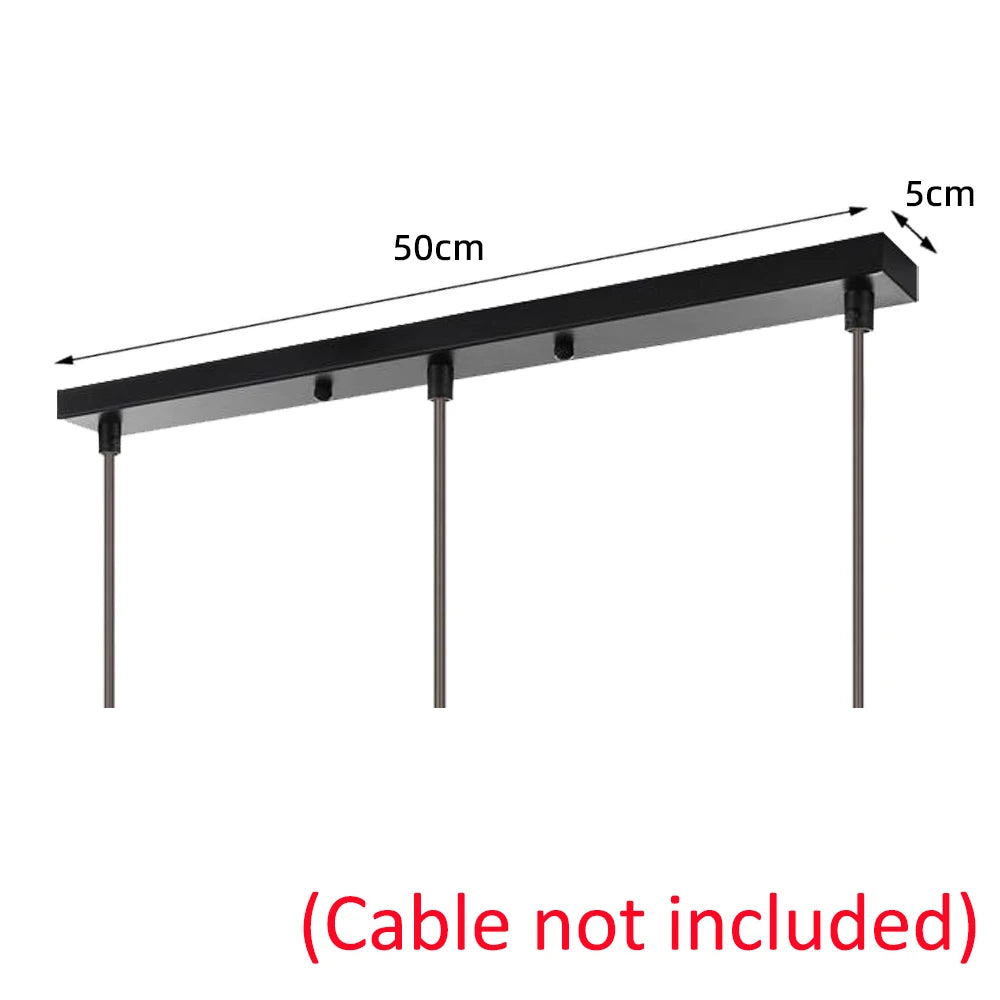 3 Holes DIY Ceiling Lamp Base Canopy Plate Chandeliers Light Fittings Rectangular Straight Pendant Hanging Lighting Accessories