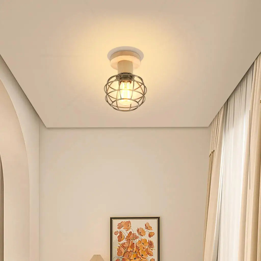 Wood LED Ceiling Light American Loft Corridor Balcony Room Ceiling Lamp Nordic Simple Lights Indoor Lighting Fixture Lamps E27