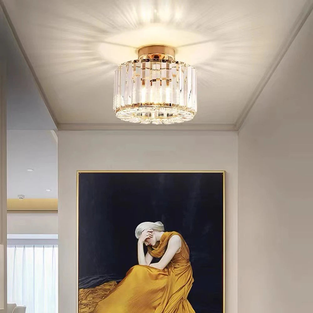 Modern LED Crystal Ceiling Lamp for Bedroom Corridor Cloakroom Aisle Balcony Ceiling Lights Indoor Decor Lighting Fixture E27