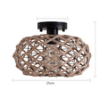 Rustic Woven Ceiling Light Fixture Industrial Hemp Rope Cage Ceiling Lamp for Hallway Bedroom Kitchen Entryway Farmhouse Black