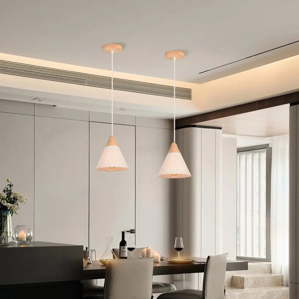 Nordic LED Wood Pendant Light White 3D printing Lampshade  Hanging Lamp Living Dining Room Kitchen Home Lighting Decor Luminaire