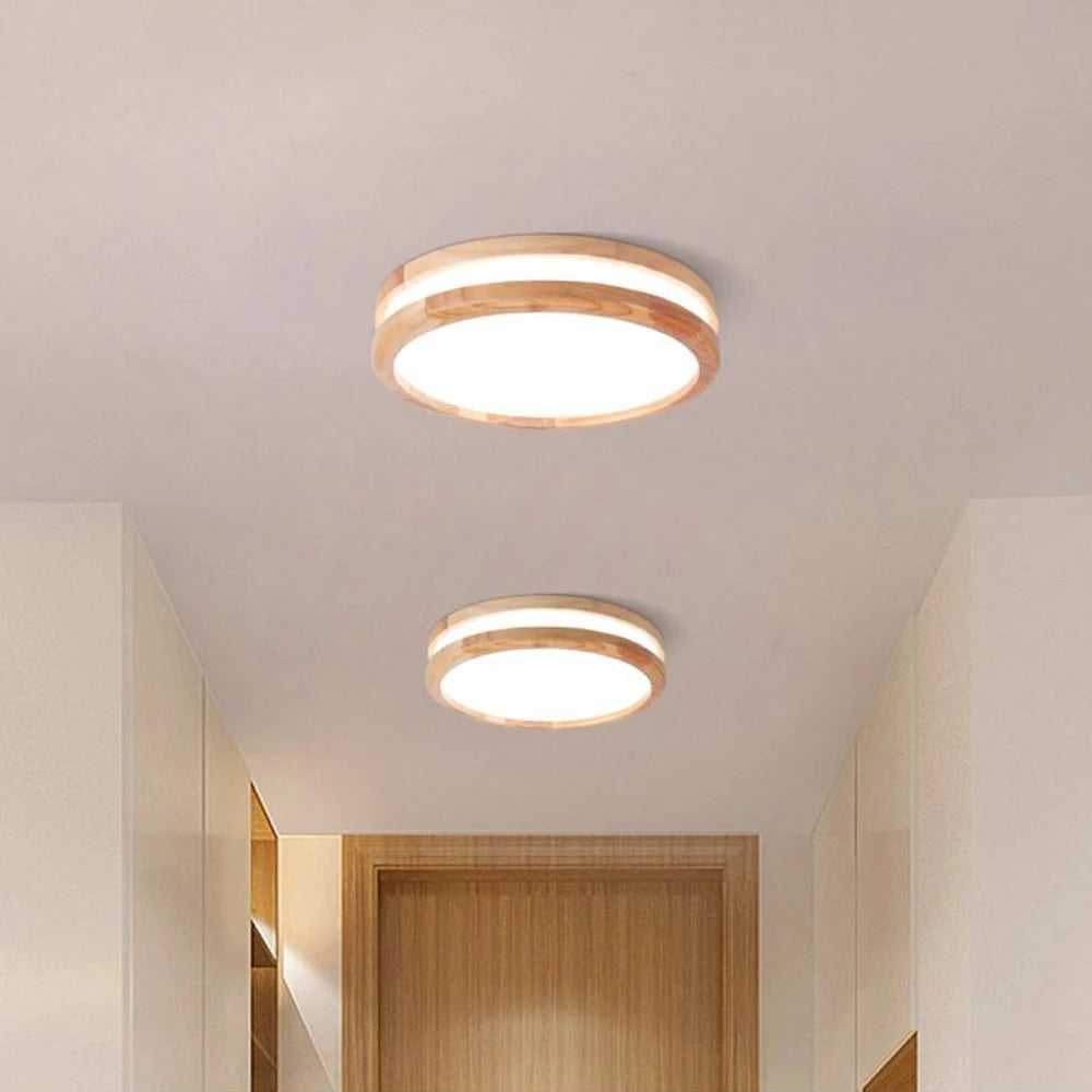Wood LED Ceiling Lamp for Living Room Bedroom Ceiling Light Modern Nordic Round Indoor Lighting Home Decor Fixture plafonnier