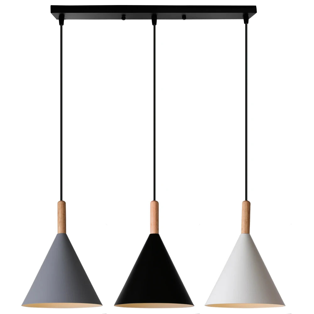 Nordic 1/3 Heads Ceiling Chandelier Industrial Pendant Lights Modern Wood Hanging Lamps Living Room Kitchen Restaurant Home Deco