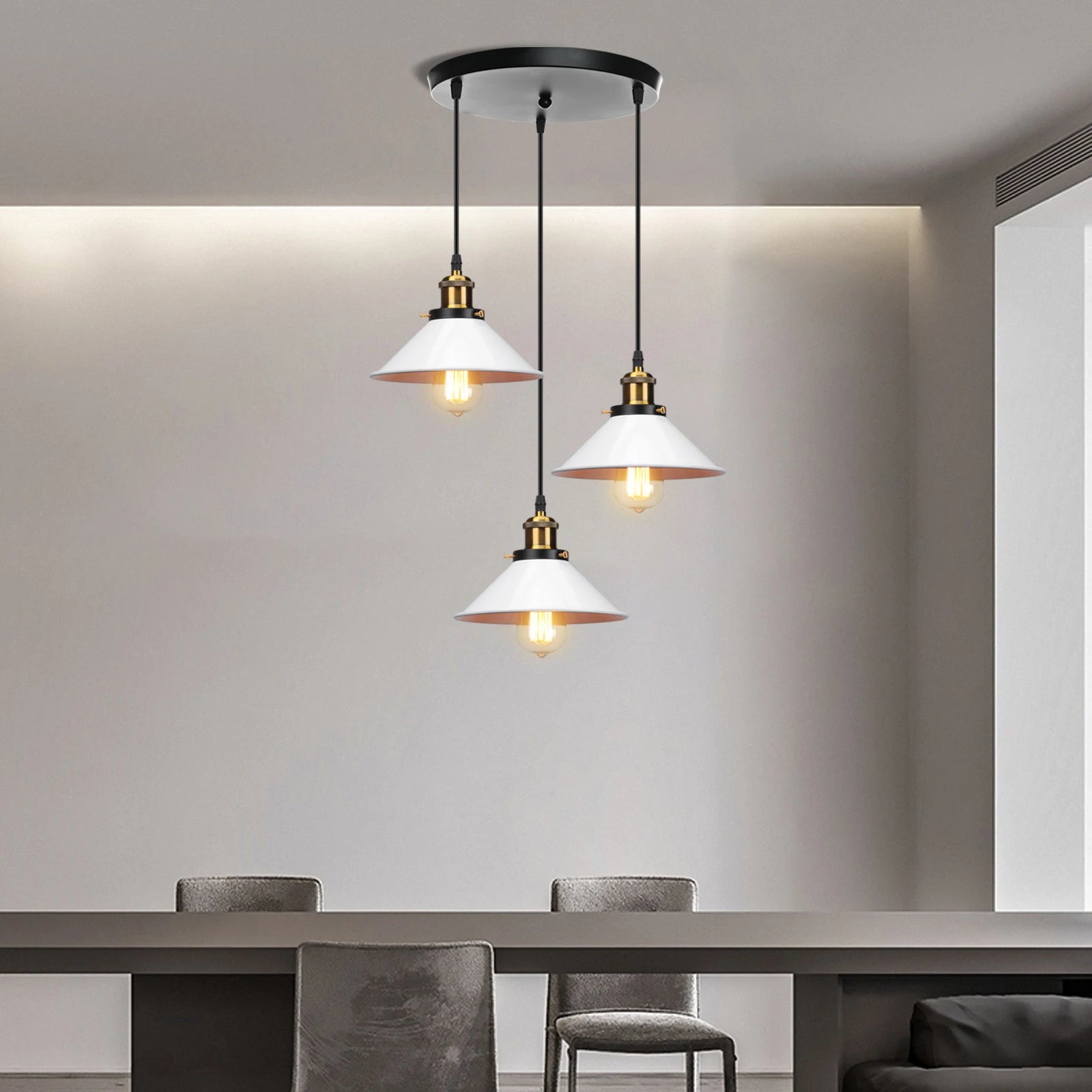 3 Heads Vintage Pendant Light Industrial Retro Hanging Lamp Ceiling Chandelier for Living Room Kitchen Lighting Fixtures Decor