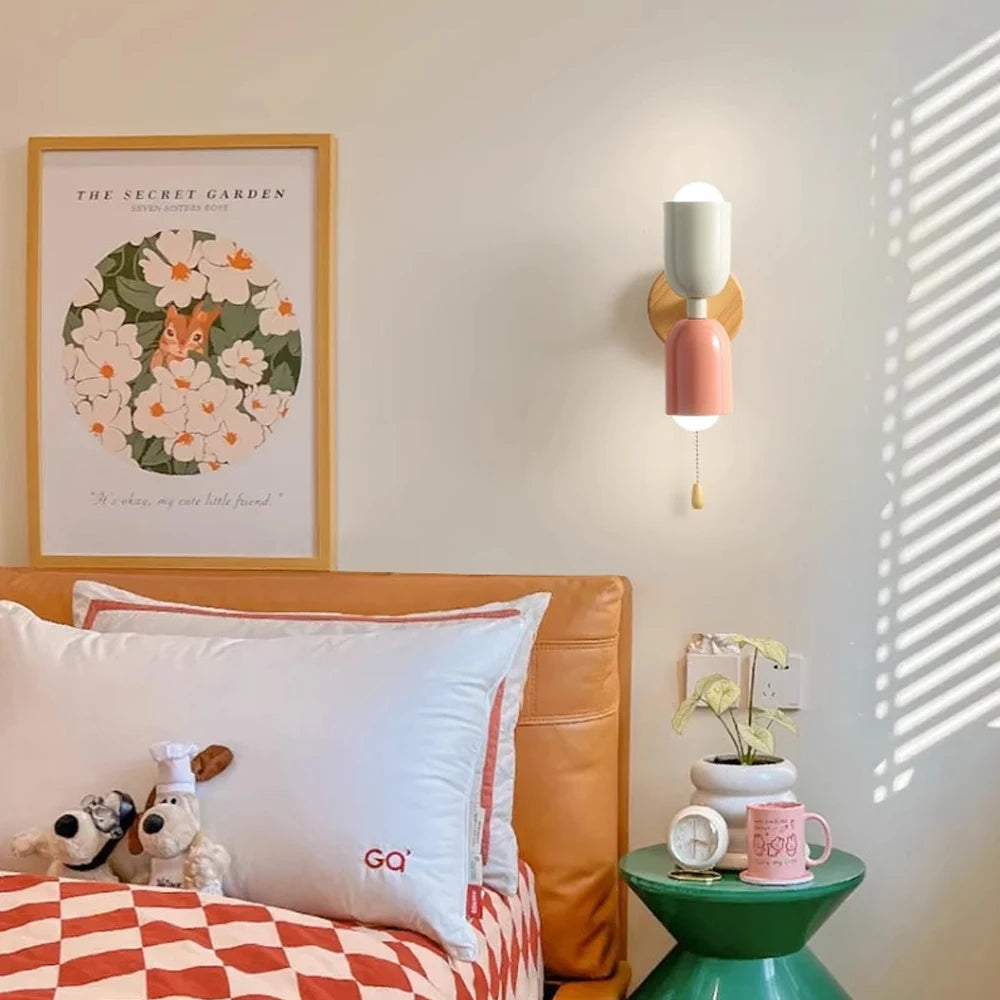 Nordic Modern Wall Lamp E27 Simple Macaron Wall Light Home Indoor Lighting Bedroom Bedside Living Room Decor Lighting Fixtures