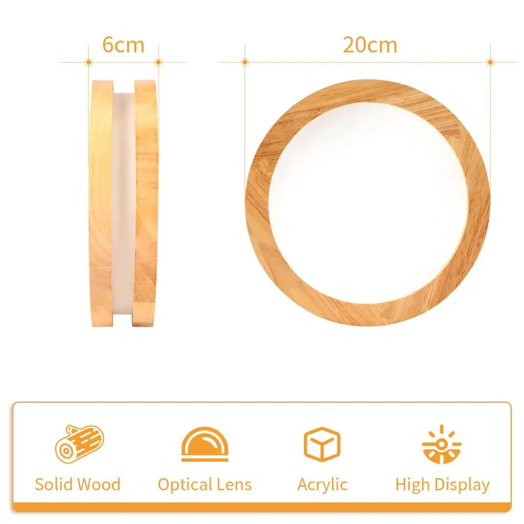 Wood LED Ceiling Lamp for Living Room Bedroom Ceiling Light Modern Nordic Round Indoor Lighting Home Decor Fixture plafonnier