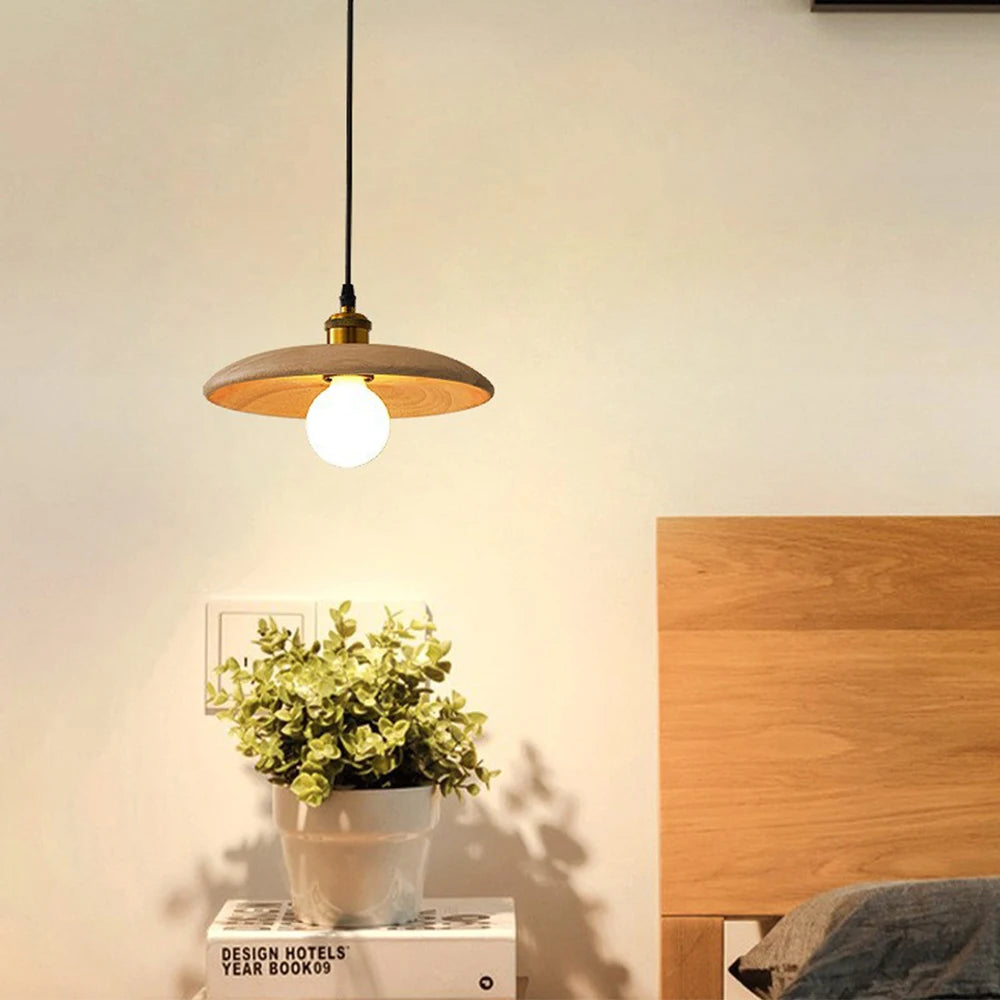 Nordic Wood Pendant Light Retro Modern Hanging Lamp Chandeliers for Living Room Bedroom Kitchen Indoor Lighting Home Decor E27