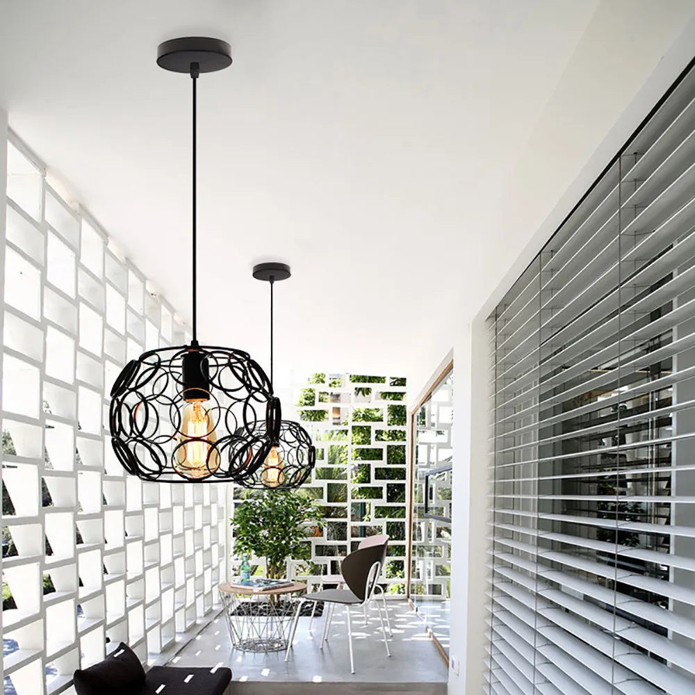 Retro Loft Industrial Pendant Light Modern Metal Cage E27 Hanging Lamp Shade Indoor Lighting Kitchen Living Room Restaurant Deco