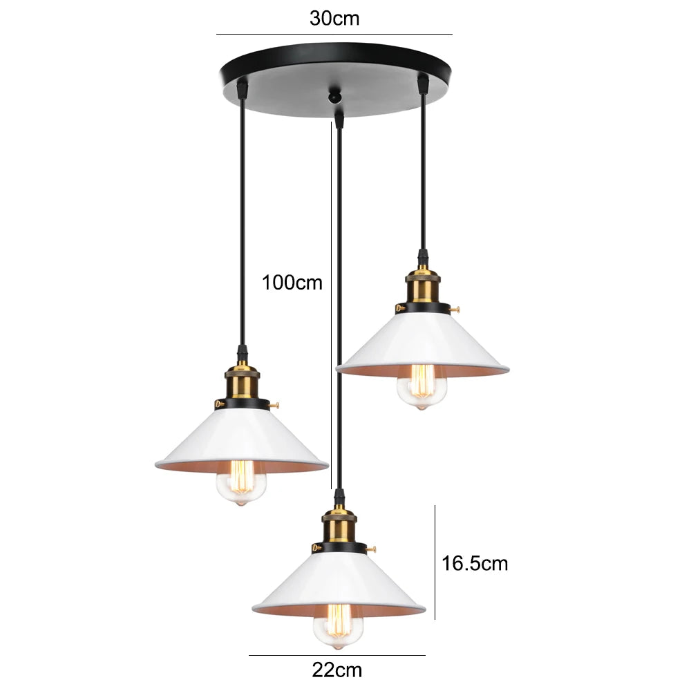 3 Heads Vintage Pendant Light Industrial Retro Hanging Lamp Ceiling Chandelier for Living Room Kitchen Lighting Fixtures Decor