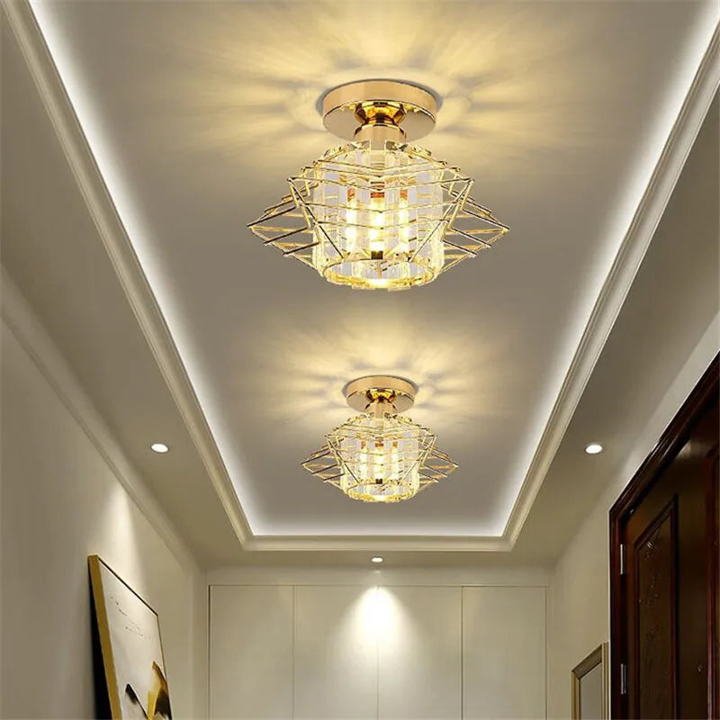 Modern Ceiling Light Creative Crystal Pentastar Lamp for Bedroom Porch Corridor Aisle Balcony Cloakroom Chandelier Indoor Light