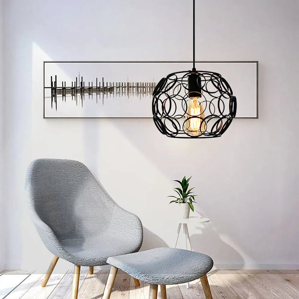 Retro Loft Industrial Pendant Light Modern Metal Cage E27 Hanging Lamp Shade Indoor Lighting Kitchen Living Room Restaurant Deco