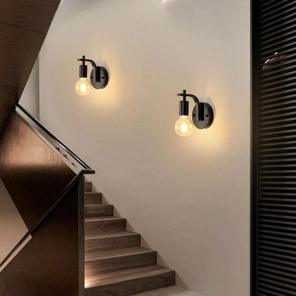 Nordic Modern Wall Lamps Iron Minimalist E27 Indoor Lighting Bedroom Bedside Lamp Sconce Industrial Wall Light Fixtures Decor