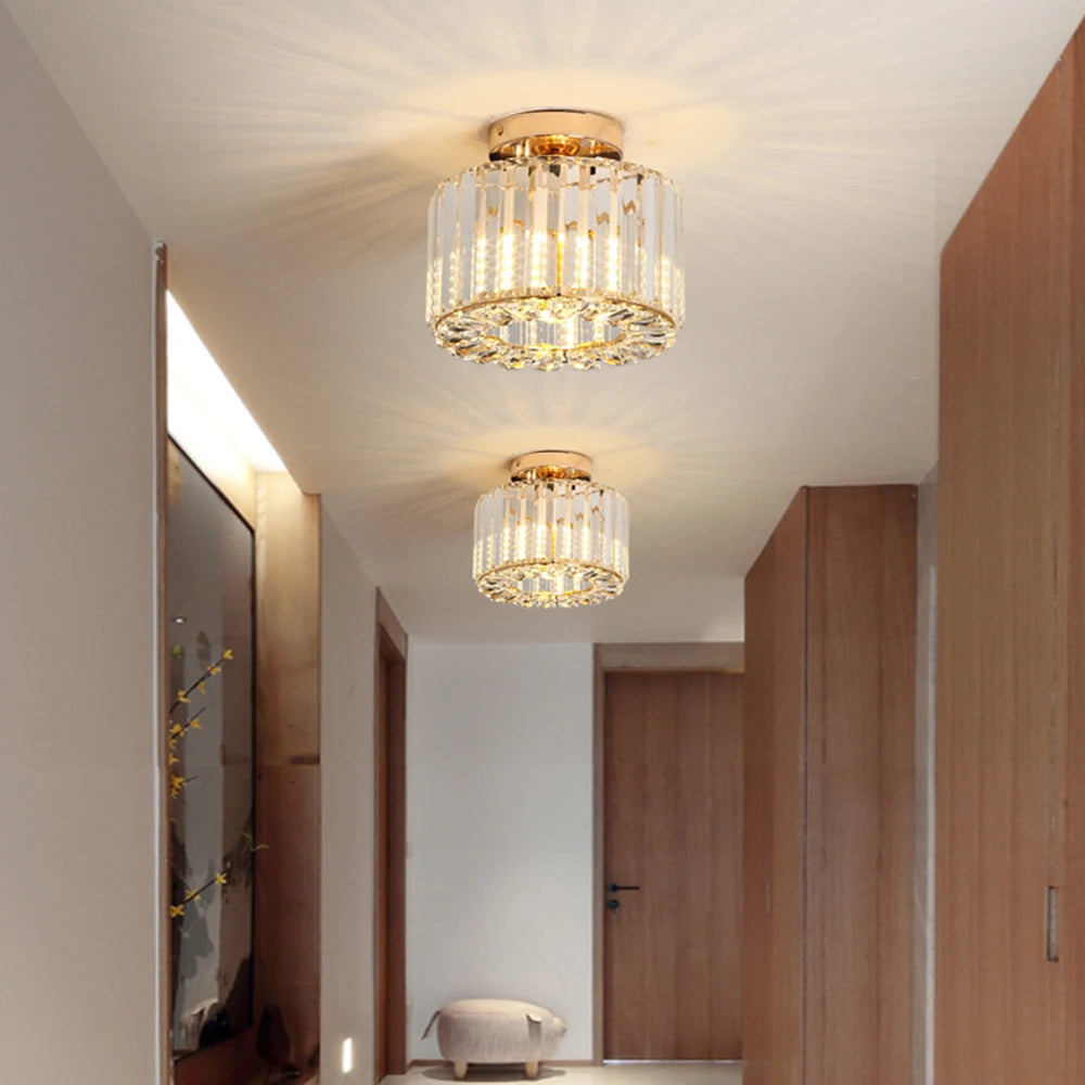 Modern LED Crystal Ceiling Lamp for Bedroom Corridor Cloakroom Aisle Balcony Ceiling Lights Indoor Decor Lighting Fixture E27