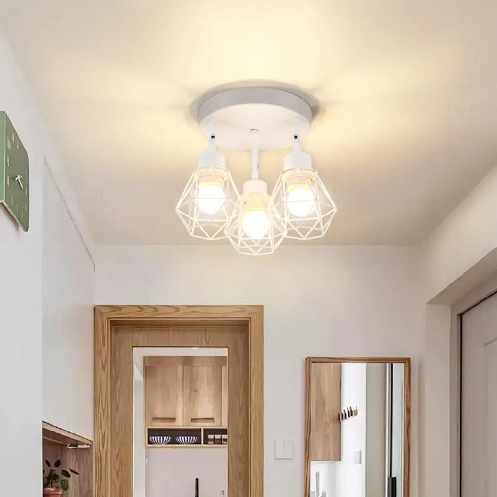 Industrial Ceiling Light Spotlight E27 3 Heads Chandelier Rotatable Adjustable Ceiling Lamp Shade for Living Room Kitchen Lights