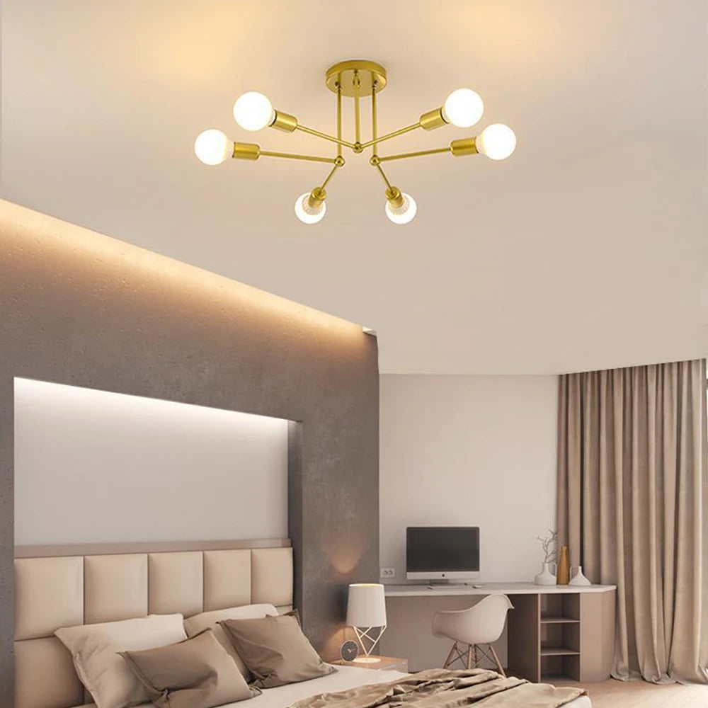 Modern Led Sputnik Ceiling Chandelier Industrial Iron Ceiling Lamp Nordic Minimalist Lights Living Room Home Lighting Decor LED