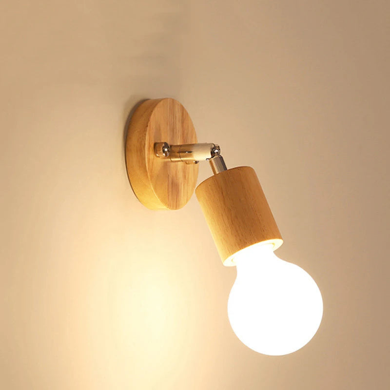 Nordic Wood Art Ceiling Light 360 Rotation Wall Lamp for Living Room Clothing Store Hall Balcony Chandelier Home Lights Holder