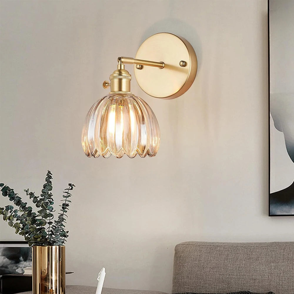 Modern Led Glass Wall Lamp Nordic Wall Light Minimalist Living Bedroom Bedside Wall Sconce Dining Kitchen Indoor Light Fixture