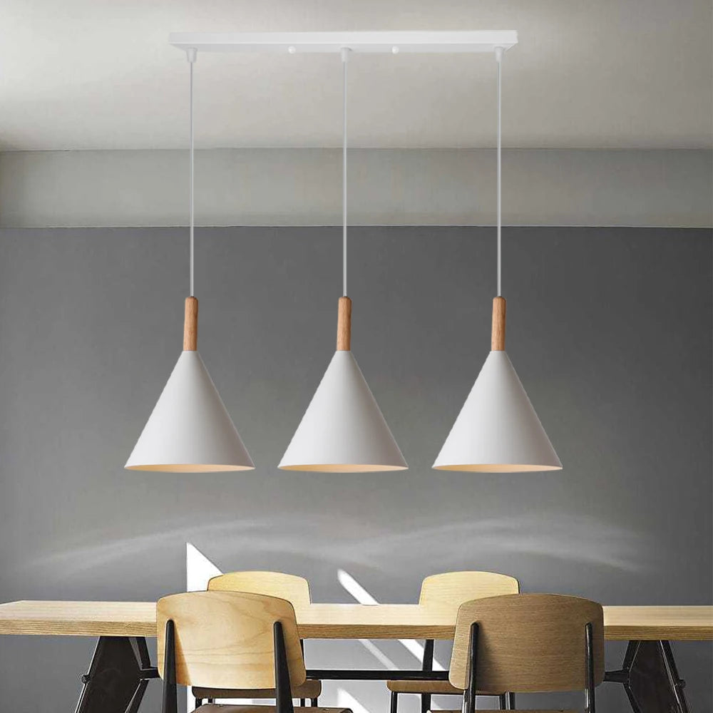 Nordic 1/3 Heads Ceiling Chandelier Industrial Pendant Lights Modern Wood Hanging Lamps Living Room Kitchen Restaurant Home Deco