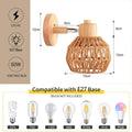 Retro Rattan Weaving Wall Lamp Bedroom Living Room Woven Wall Sconce Bedside Lamps E27 Retro Hemp Rope Lights Indoor Lighting