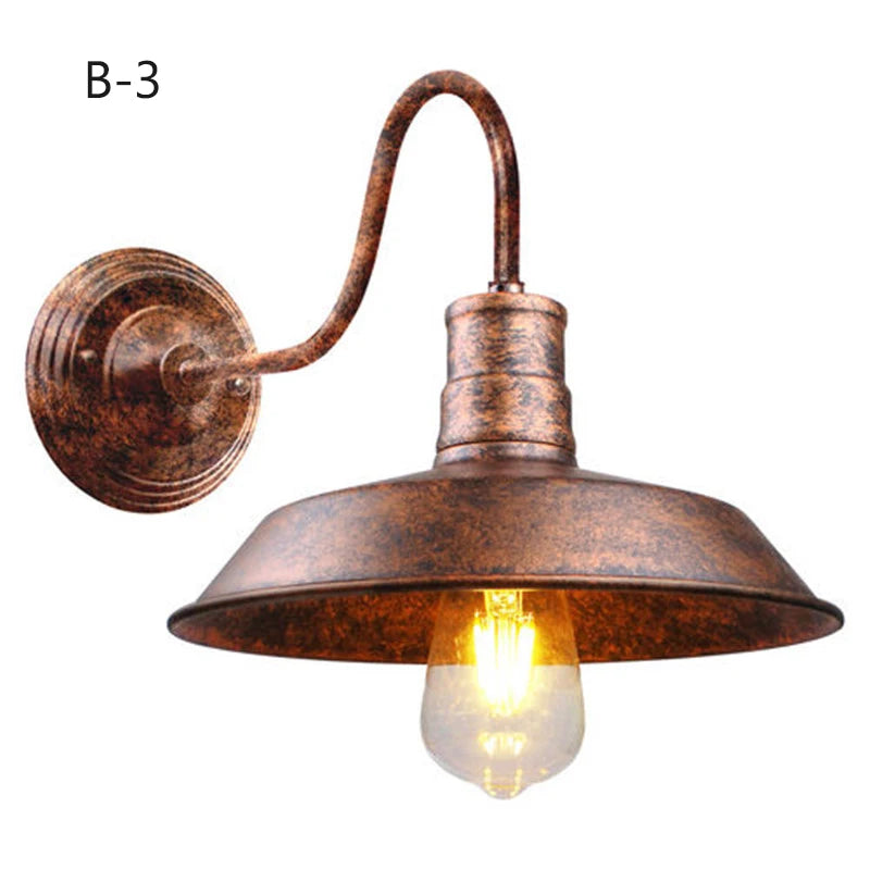 American Loft Sconce Gooseneck Wall Lights LED E27 Vintage Industrial Iron Cage Farmhouse Wall Lamp Home Bar Decor Lighting